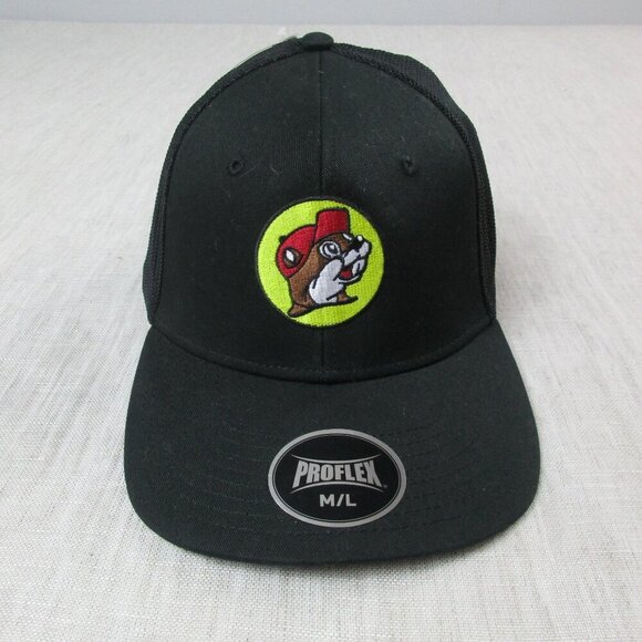 Buc-ee's Proflex Unisex Trucker Hat Black Embroidered Logo Mesh Back Size M/L - Picture 2 of 7